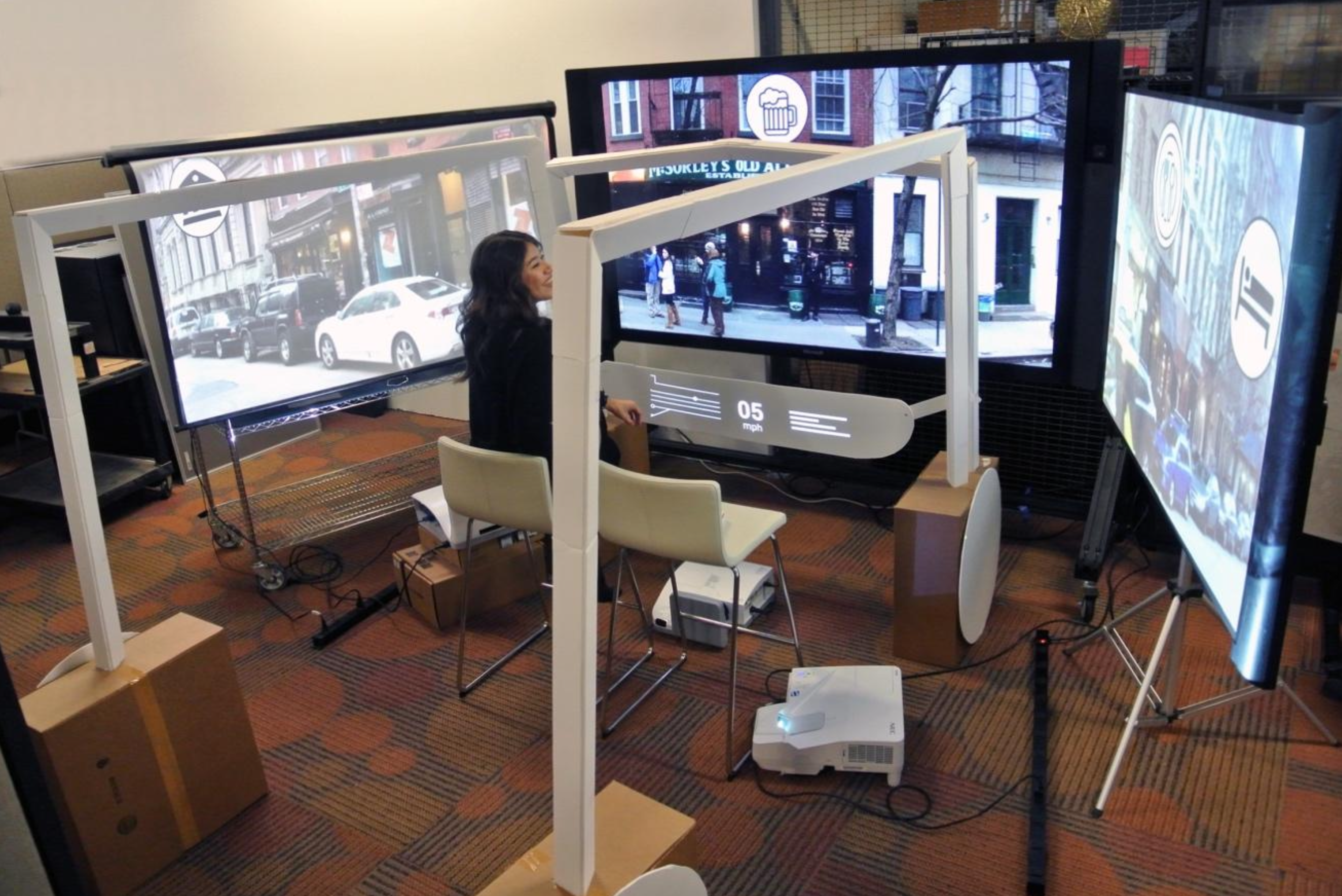 Low-fidelity autonomous vehicle prototype lab using projectors and foamboard